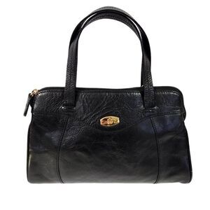 Vintage Etienne Aigner Black Genuine Leather Top Handle Satchel Handbag Purse
